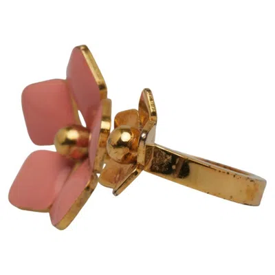 Pre-owned Fendi Gold Pink Band Ring () In Multi