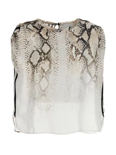 Nude Sleeveless T-shirt With Round Neck