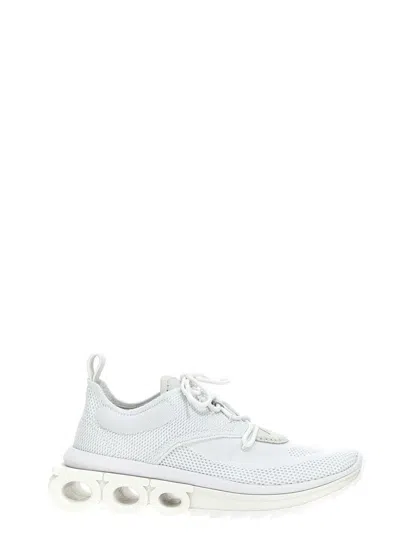 Ferragamo Nima Leather-trimmed Mesh Sneakers In White