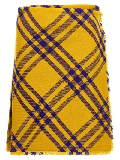 Burberry Check Fringed-edge Kilt Wrap Skirt