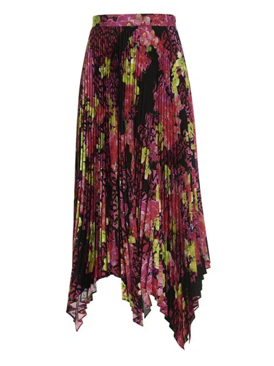 Versace Pleated Printed Crepe De Chine Skirt