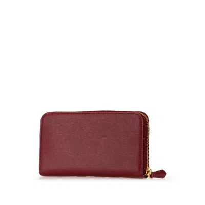 Pre-owned Fendi Red Color Pvc Leather Long Wallet (bi-fold) ()