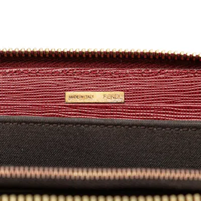 Pre-owned Fendi Red Color Pvc Leather Long Wallet (bi-fold) ()