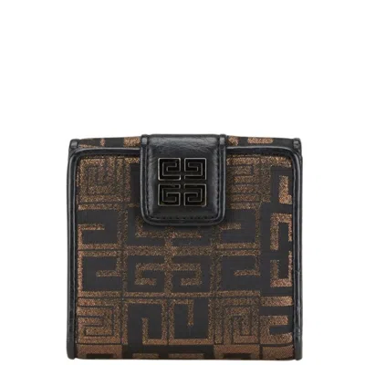 Pre-owned Givenchy Black Gold Canvas Leather Wallet (bi-fold) ()