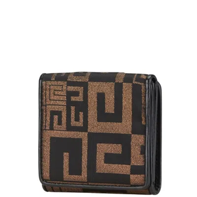 Pre-owned Givenchy Black Gold Canvas Leather Wallet (bi-fold) ()