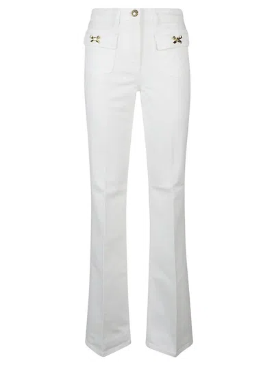 Elisabetta Franchi Tailored White Jeans With Flared Hem In Neutral