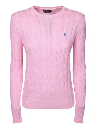 Polo Ralph Lauren Cable Knit Crew Neck Sweater Knitwear Rose In Pink