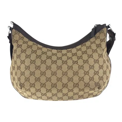Pre-owned Gucci Beige Brown Gg Canvas Leather Messenger Bag Shoulder Bag ()