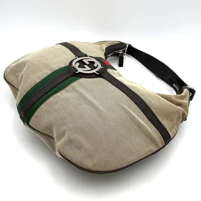 Pre-owned Gucci Beige Canvas Leather Handbag Shoulder Bag ()