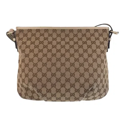 Pre-owned Gucci Beige Ivory Gg Canvas Leather Messenger Bag Shoulder Bag ()