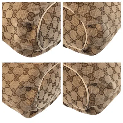 Pre-owned Gucci Beige Ivory Gg Canvas Leather Messenger Bag Shoulder Bag ()