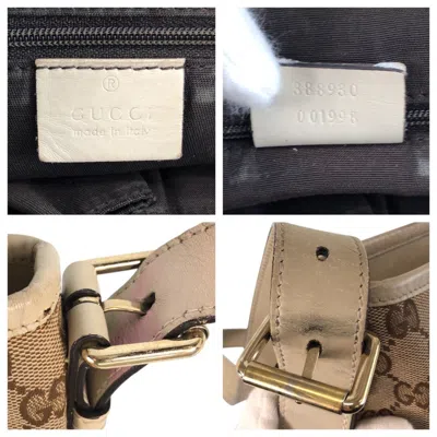 Pre-owned Gucci Beige Ivory Gg Canvas Leather Messenger Bag Shoulder Bag ()