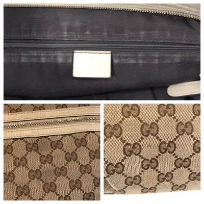 Pre-owned Gucci Beige Ivory Gg Canvas Leather Messenger Bag Shoulder Bag ()