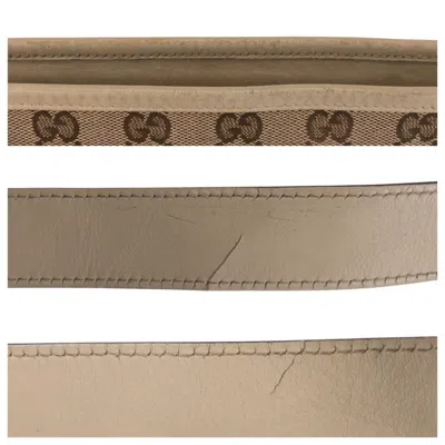 Pre-owned Gucci Beige Ivory Gg Canvas Leather Messenger Bag Shoulder Bag ()
