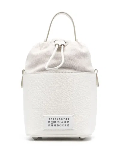 Maison Margiela Chalk Leather And Canvas Mini 5ac Bucket Bag