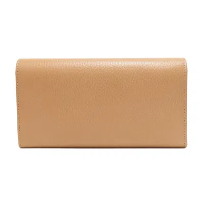 Pre-owned Gucci Beige Leather Long Wallet (bi-fold) ()