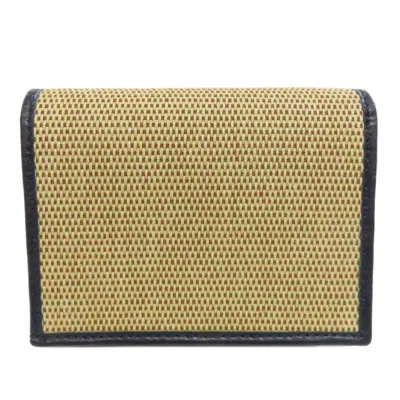 Pre-owned Gucci Beige Navy Canvas Leather Wallet (bi-fold) ()