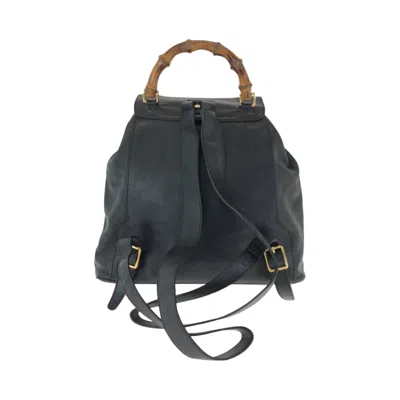 Pre-owned Gucci Black Brown Leather Backpack ()