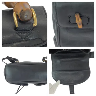 Pre-owned Gucci Black Brown Leather Backpack ()