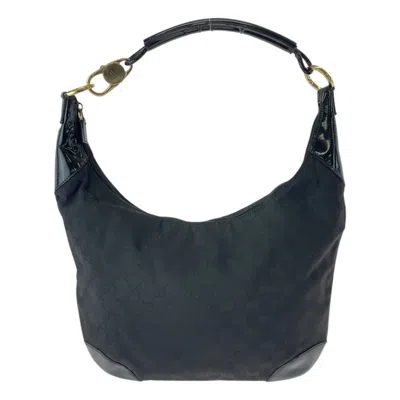 Pre-owned Gucci Black Gg Canvas Leather Shoulder Bag ()