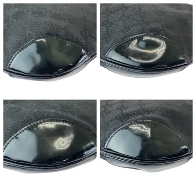 Pre-owned Gucci Black Gg Canvas Leather Shoulder Bag ()