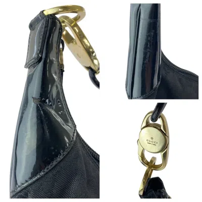 Pre-owned Gucci Black Gg Canvas Leather Shoulder Bag ()