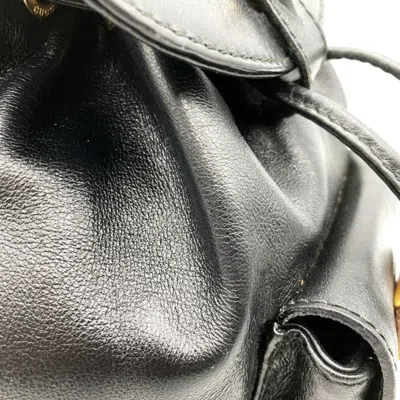 Pre-owned Gucci Black Leather Bamboo Backpack ()
