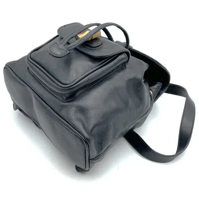 Pre-owned Gucci Black Leather Bamboo Backpack ()