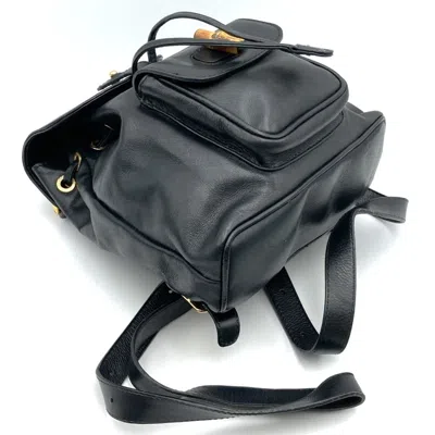 Pre-owned Gucci Black Leather Bamboo Backpack ()