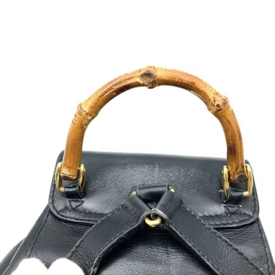 Pre-owned Gucci Black Leather Bamboo Backpack ()