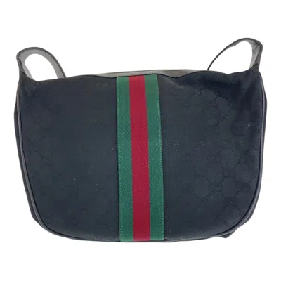 Pre-owned Gucci Black Multi-color Gg Canvas Leather Shoulder Bag ()