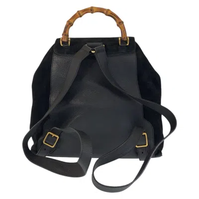 Pre-owned Gucci Black Suede Leather Backpack ()