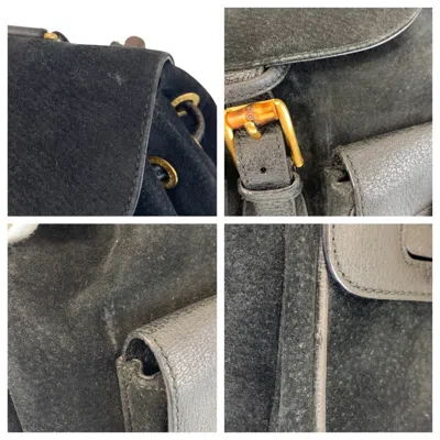 Pre-owned Gucci Black Suede Leather Backpack ()