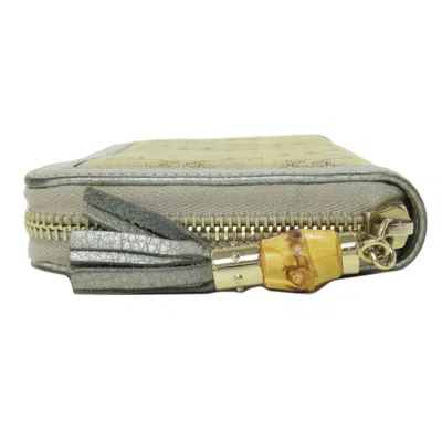Pre-owned Gucci Brown Silver Canvas Leather Long Wallet (bi-fold) ()