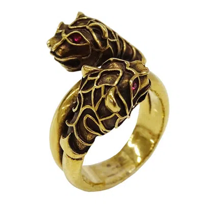 Pre-owned Gucci Gold Red Color Gold Plating Anniversary Ring ()