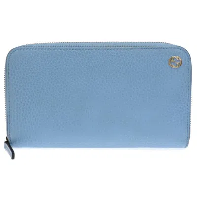 Pre-owned Gucci Sky Blue Leather Long Wallet (bi-fold) ()