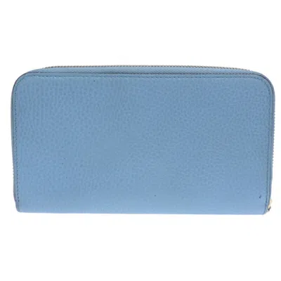 Pre-owned Gucci Sky Blue Leather Long Wallet (bi-fold) ()