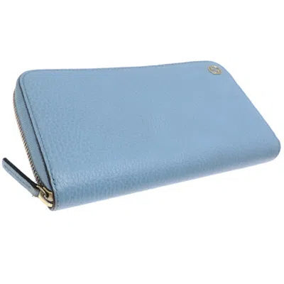 Pre-owned Gucci Sky Blue Leather Long Wallet (bi-fold) ()