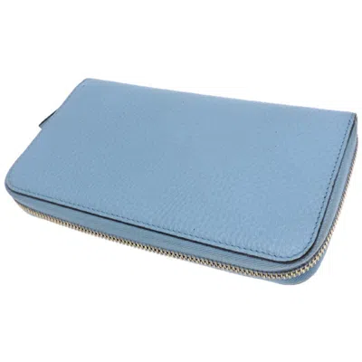 Pre-owned Gucci Sky Blue Leather Long Wallet (bi-fold) ()