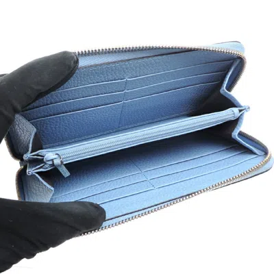 Pre-owned Gucci Sky Blue Leather Long Wallet (bi-fold) ()