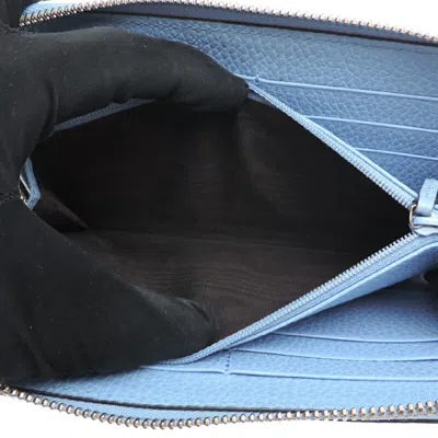 Pre-owned Gucci Sky Blue Leather Long Wallet (bi-fold) ()