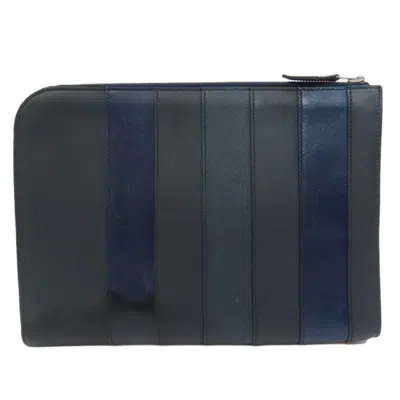 Pre-owned Hermes Black Blue Leather Clutch Bag ()