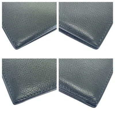 Pre-owned Hermes Black Box Calf Leather Long Wallet (bi-fold) ()