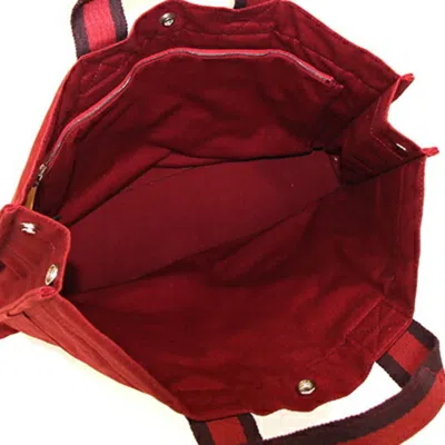 Pre-owned Hermes Fourre Tout Bordeaux Cotton Canvas Handbag Tote Bag ()