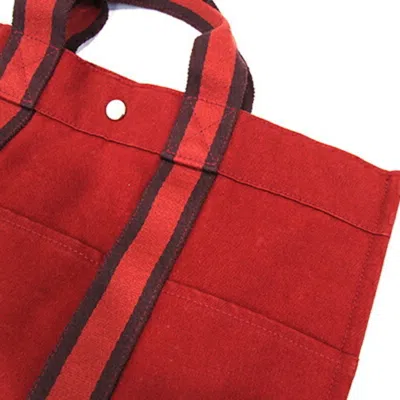 Pre-owned Hermes Fourre Tout Bordeaux Cotton Canvas Handbag Tote Bag ()