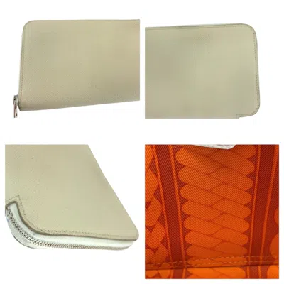 Pre-owned Hermes Ivory Epsom Leather Long Wallet (bi-fold) ()