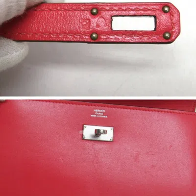Pre-owned Hermes Pink Box Calf Leather Long Wallet (bi-fold) ()