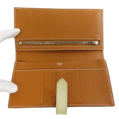 Pre-owned Hermes White Epsom Leather Long Wallet (bi-fold) ()