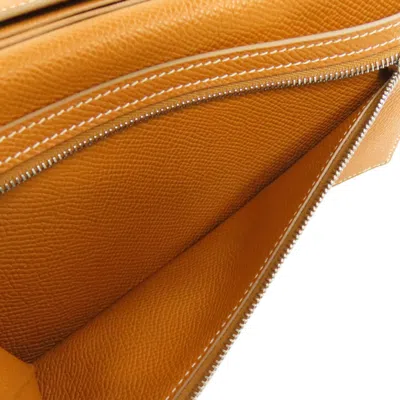 Pre-owned Hermes White Epsom Leather Long Wallet (bi-fold) ()