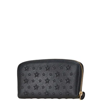 Pre-owned Jimmy Choo Black Leather Long Wallet (bi-fold) ()